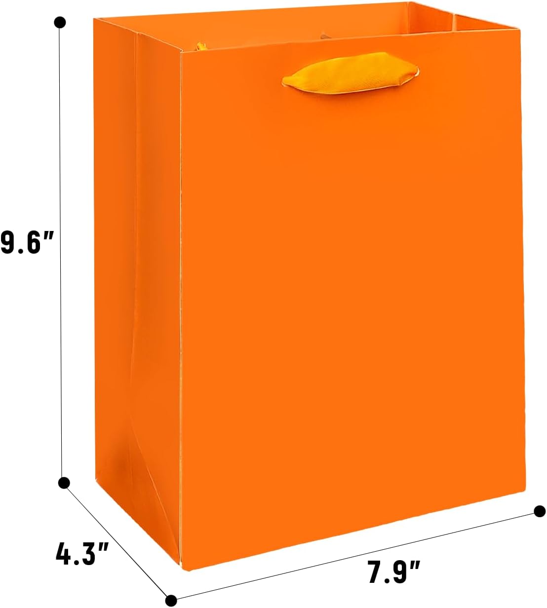 Gcardist Orange Gift Bags with Tissue Paper for Wedding, Birthday, Party Supplies-7.9"x4.3"x9.6" Medium Size Cardboard Gift Bags（5pcs Bags +10pcs Tissue Paper ）