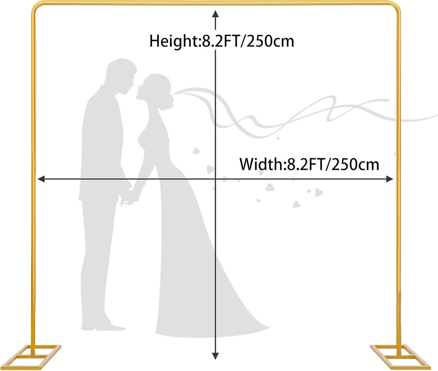 Wedding Arch Backdrop Stand Square 8.2FT Heavy Duty Metal Frame, Balloon Arch Stand Adjustable Photo Booth Decor for Baby Showers, Halloween Parties, Birthdays, Anniversaries