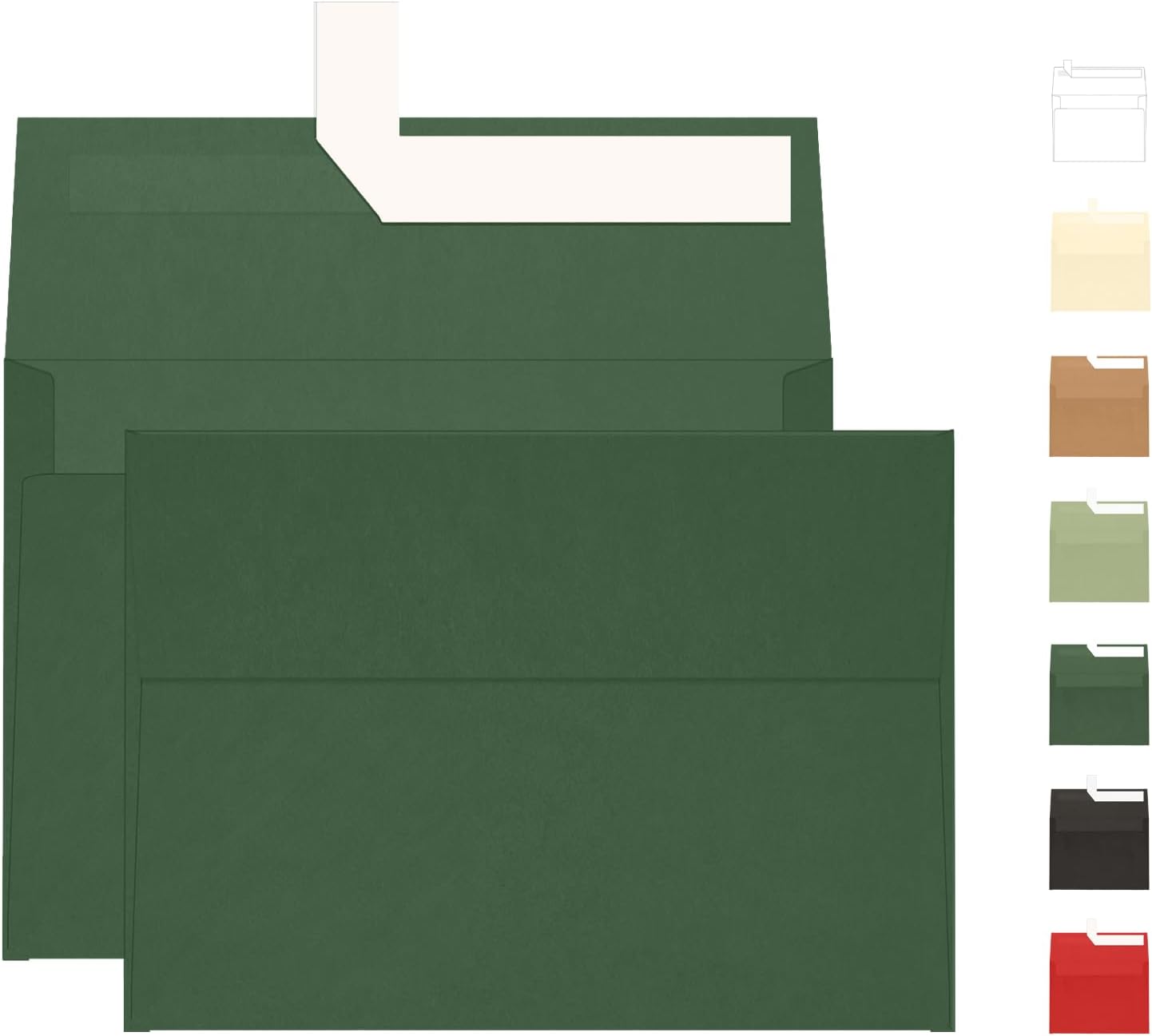 100 Pack Dark Green Envelopes 5x7, Goefun A7 Self Seal Printable Envelopes for Invitation, Photos, Bridal Shower, Wedding, 5.25 x 7.25 in, 120GSM
