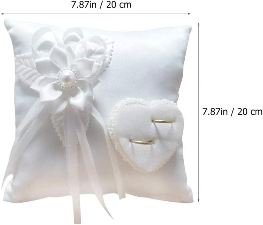 Lace Pearl Wedding Ring Bearer Pillow Holder, 7.9 Inch Ring Bearer for Wedding