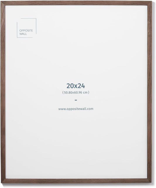Opposite Wall - 20x24 in - Dark Solid Oak Wood Picture Frame - Lightweight, Versatile & Shatterproof - Wall Hanging Poster or Photo Frame - Wall Decor for Office, Gallery & Home