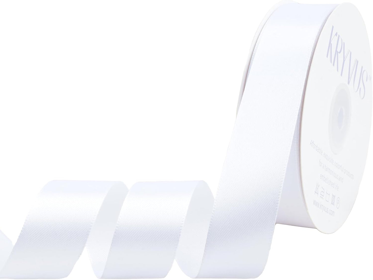 White Satin Ribbon 1 inch X Continuous 50 Yards, Single Face Polyester Ribbon Perfect for Gift Wrapping, Flower Bouquet, Wedding Decor, Crafts, Bow Making, Sewing and More