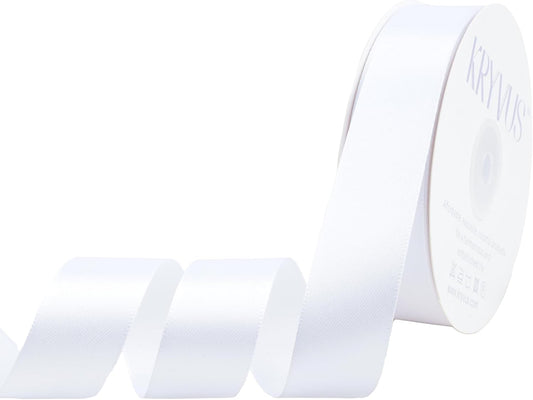 White Satin Ribbon 1 inch X Continuous 50 Yards, Single Face Polyester Ribbon Perfect for Gift Wrapping, Flower Bouquet, Wedding Decor, Crafts, Bow Making, Sewing and More