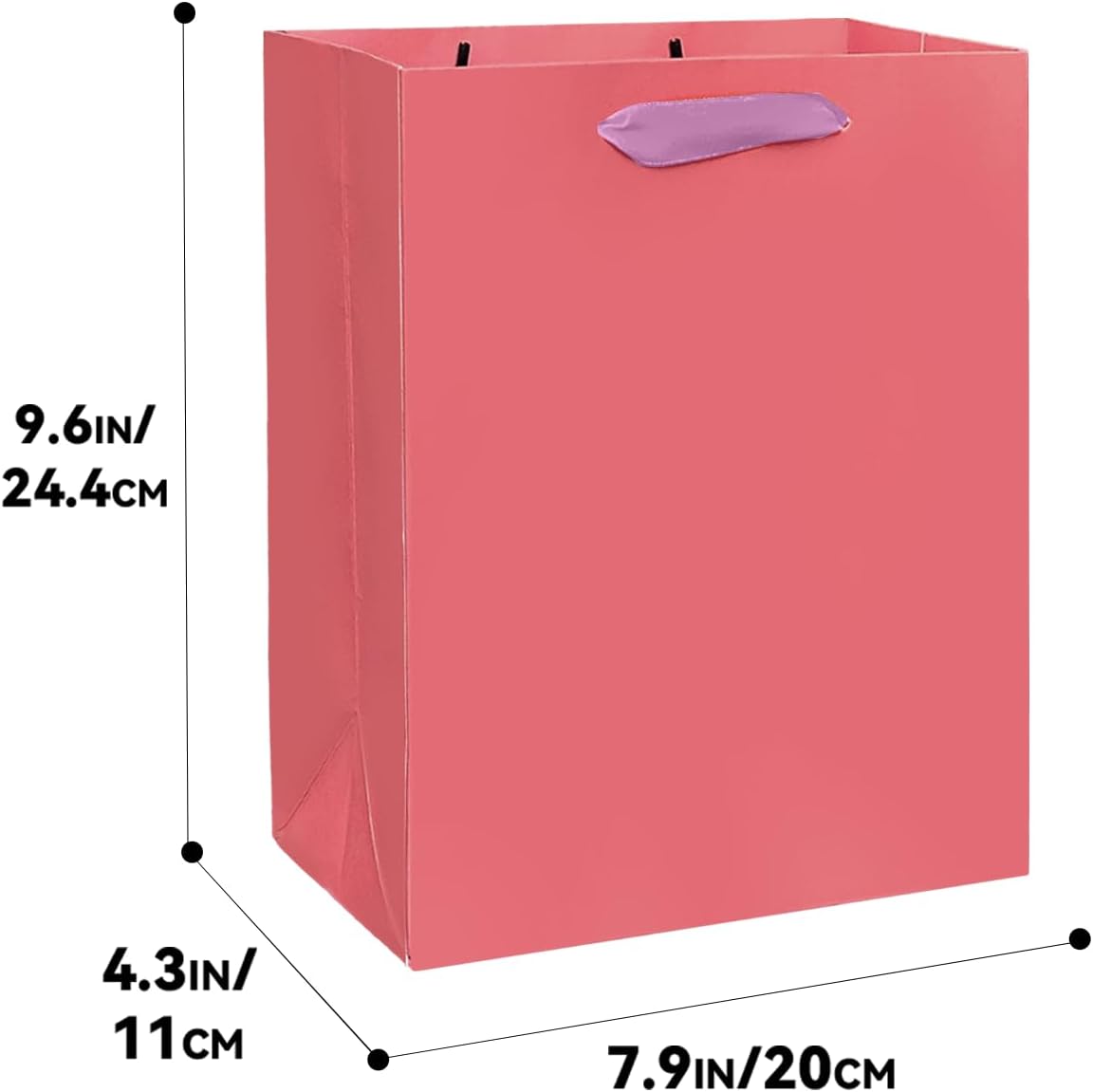 Gcardist Salmon Gift Bags with Tissue Paper for Wedding, Birthday, Party Supplies-7.9"x4.3"x9.6" Medium Size Cardboard Gift Bag（5pcs Bags +10pcs Tissue Paper ）