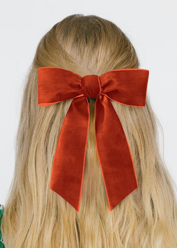 Burnt Orange Velvet Ribbon 1.5'' 25 Yards for Christmas Tree, Gift Wrapping, Flower Bouquet, Wreath Decorations, Bow Making