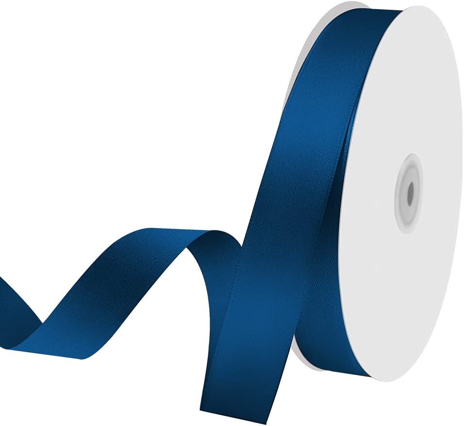 1" x 100 Yards Satin Ribbon - Navy Blue Silk Ribbon with Spool - Ideal for Gift Wrapping, Floral Bouquets, Crafts, Wedding Party Decorations, Christmas and Sewing Projects