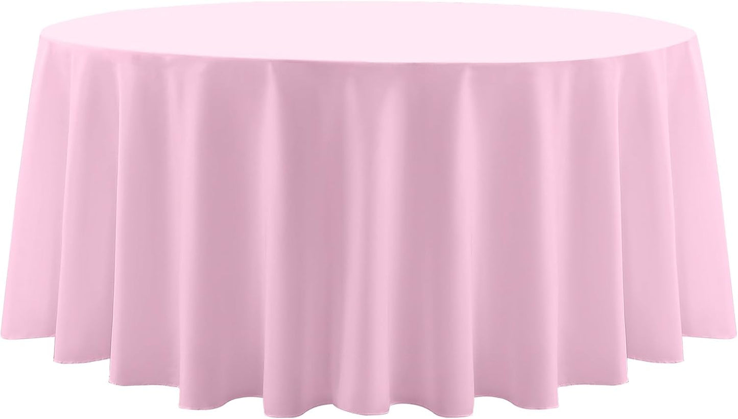 Round Tablecloth 2 Pack 108 Inch Pink Tablecloths Washable Decorative Linen Polyester Table Clothes Cover for Dining Table Banquets Buffet Parties and Wedding