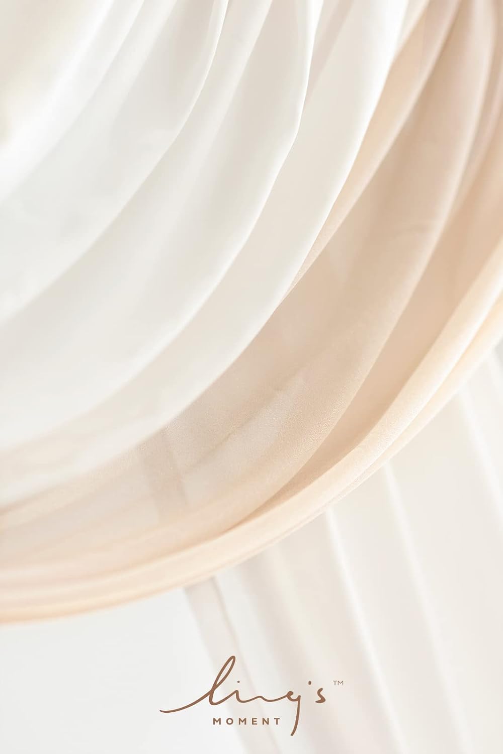 Ling's moment Spring Wedding Arch Flowers Kit Pack of 4, 2pcs Hanging Flower Arrangement 2pcs Chiffon Drapes Ceremony Fake Rose Arbor Backdrop Artificial Floral Outdoor Decorations, White Beige