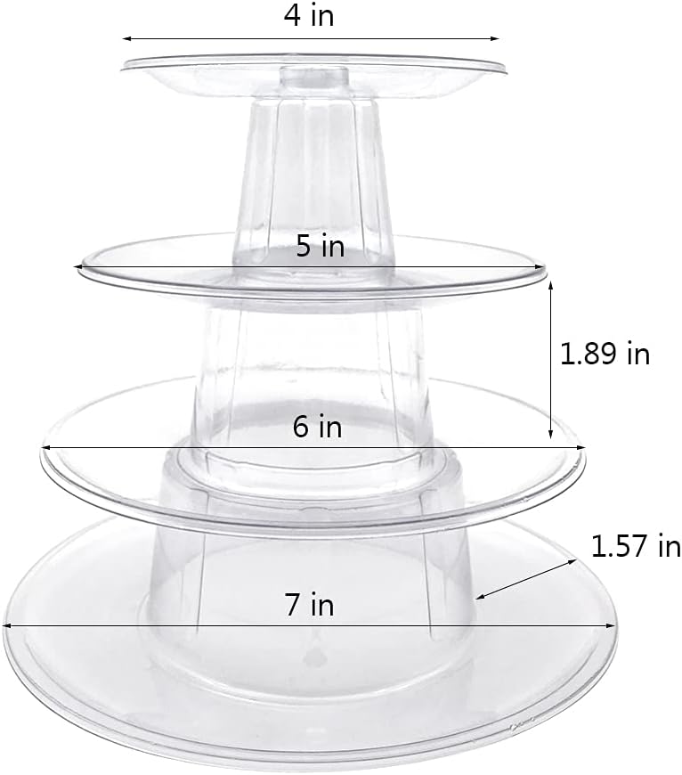 2 Set 4 Tier Macaron Display Stand Round Macaron Tower Cake Stand Dessert Cupcake Stand Cookie Tray Rack Desserts Display for Wedding Birthday Party Baby Shower Bakery Decor