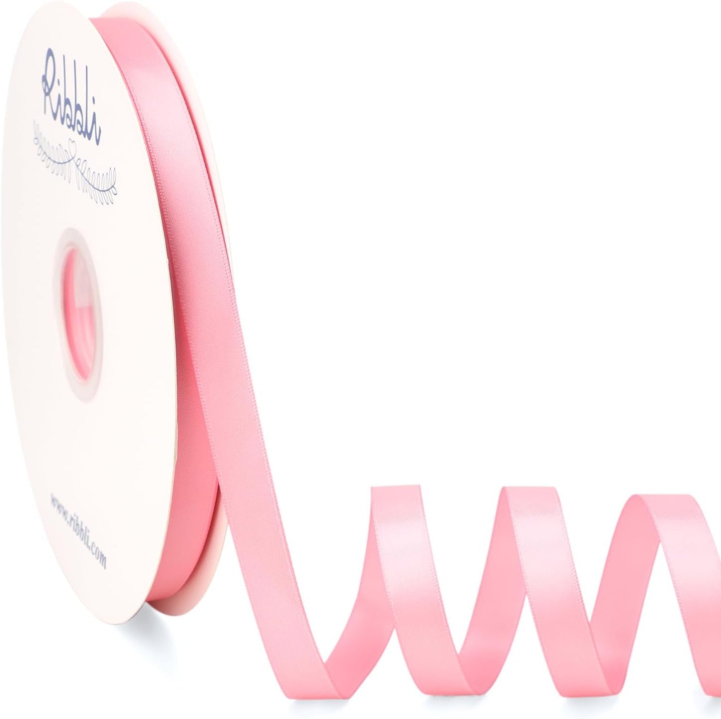 Ribbli Pink Satin Ribbon Double Faced Satin 1/2 Inch x Continuous 100 Yards-Pink Ribbon for Gift Wrapping Crafts Wedding Decoration Bows Bouquet Floral Arrangement