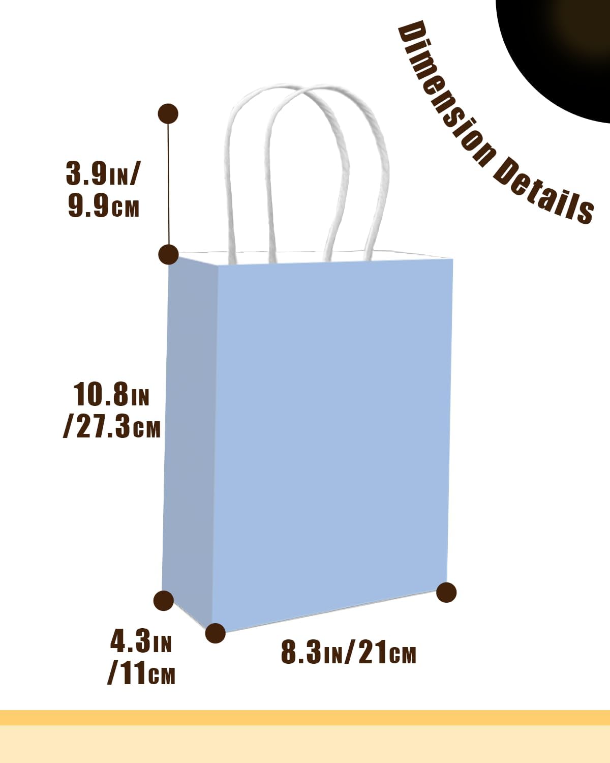 qiqee 50-Packs Light Blue Paper Gift Bags with Handles Bulk 11"x8.3"x4.3" Medium Size Paper Bags Multiple Uses