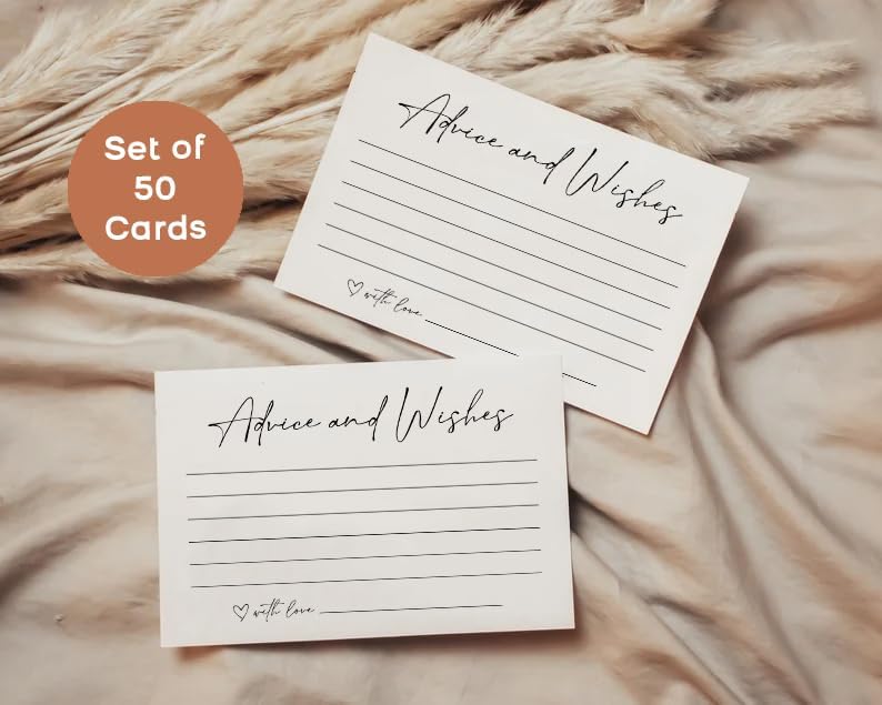 GardenCity Advice and Wishes Cards for Any Event – Well Wishes & Wedding Advice Cards for Bride & Groom, Wedding Reception, Baby Shower, Birthday, Graduation, or Retirement, 50 Pack, Minimalist