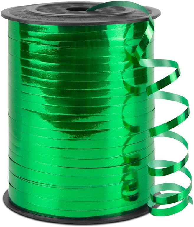 Green Curling Ribbon, 1/5" Wide x 500 Yards Christmas Curling Ribbons for Gift Wrapping, Party Decoration, Balloon String, Hair, Ribbons for Florist Flower (1 Roll)