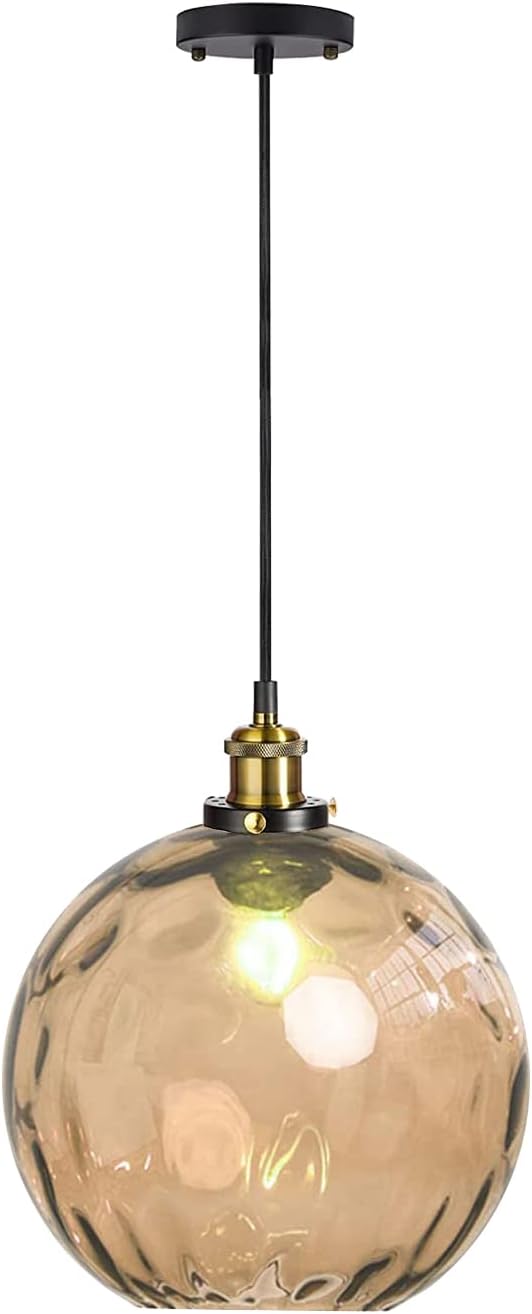Pendant Light Shade Industrial Hanging Lights Fixtures Ceiling Outdoor Pendant Lighting for Kitchen Island Dining Room Unique Lamp in Kitchen Farmhouse Bedroom (Amber, 7.8 Inches)