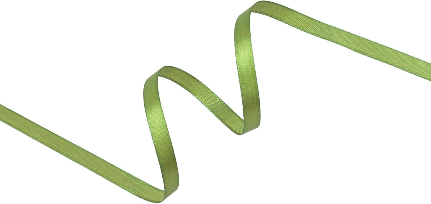 Olive Green Satin Ribbon 1/4 inch X Continuous 50 Yards, Single Face Polyester Ribbon Perfect for Gift Wrapping, Flower Bouquet, Wedding Decor, Crafts, Bow Making, Sewing and More
