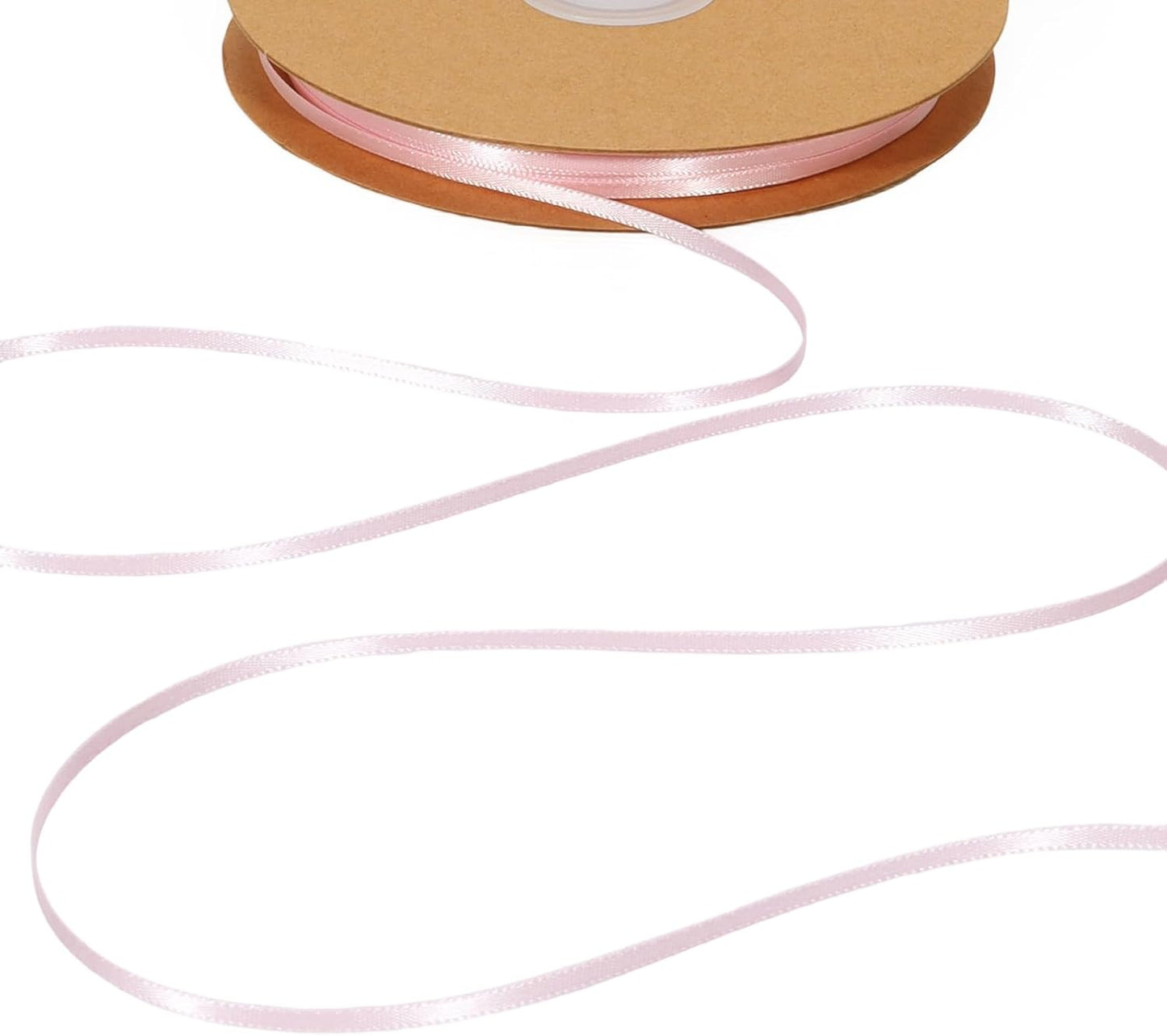 LaRibbons Light Pink Satin Ribbon 1/8 Inch 100 Yards Thin Luxury Double Faced Pink Silk Ribbon for Gift Wrapping Flower Bouquet Crafts Wedding BabyShower Decoration