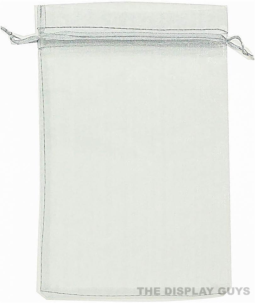 TheDisplayGuys 48-Pack 4x6 Silver Sheer Organza Gift Bags with Drawstring, Jewelry Candy Treat Wedding Party Favors Mesh Pouch