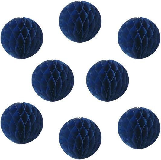 8pcs 8inch Royal Blue Honeycomb Balls - Decorative Tissue Pom Poms Flower Balls for Birthday Wedding Nursery Baby Shower Home Decor