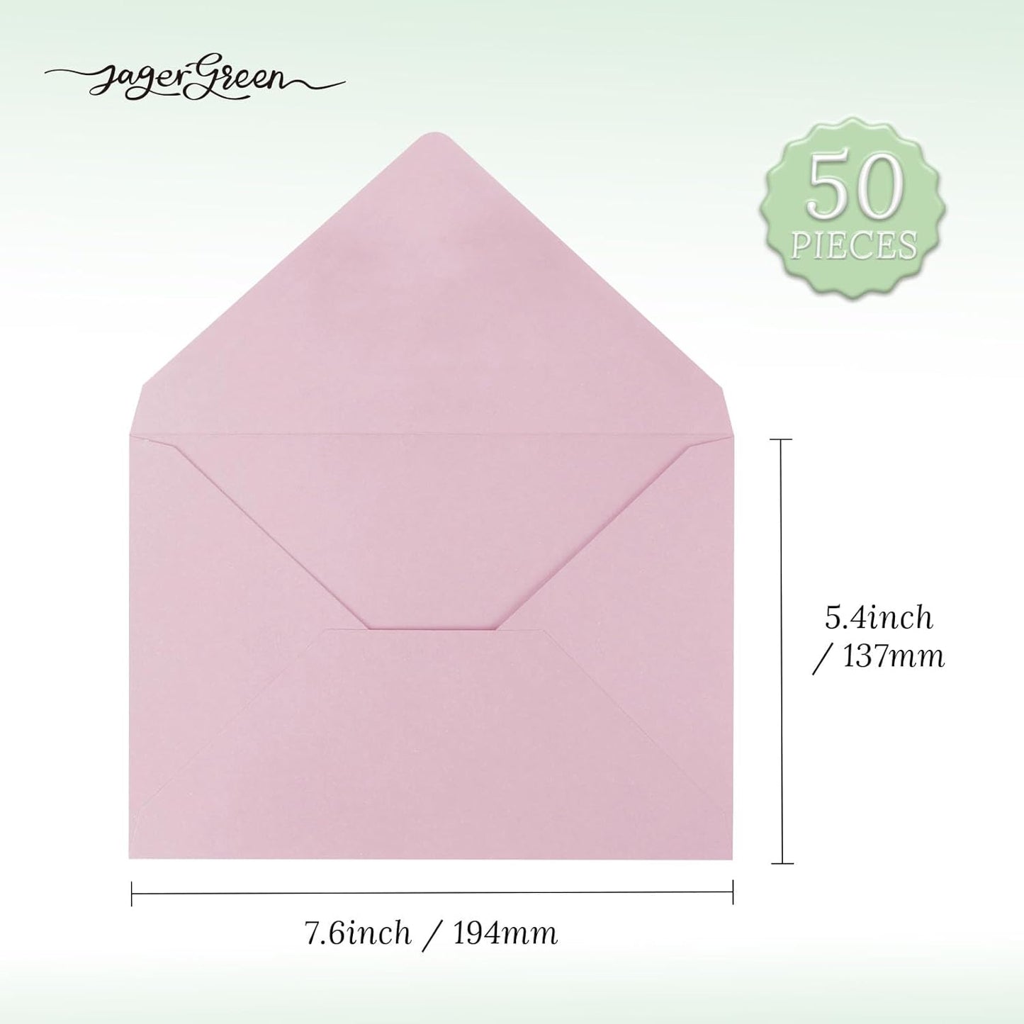 50 Pack 5x7 Envelopes Letter Size, Pink A7 Envelopes Self Seal for Wedding Invitation, Envelope 5.4x7.6 for Greeting Cards, Photos, Baby Shower, Graduation, Thank You Cards, Announcements