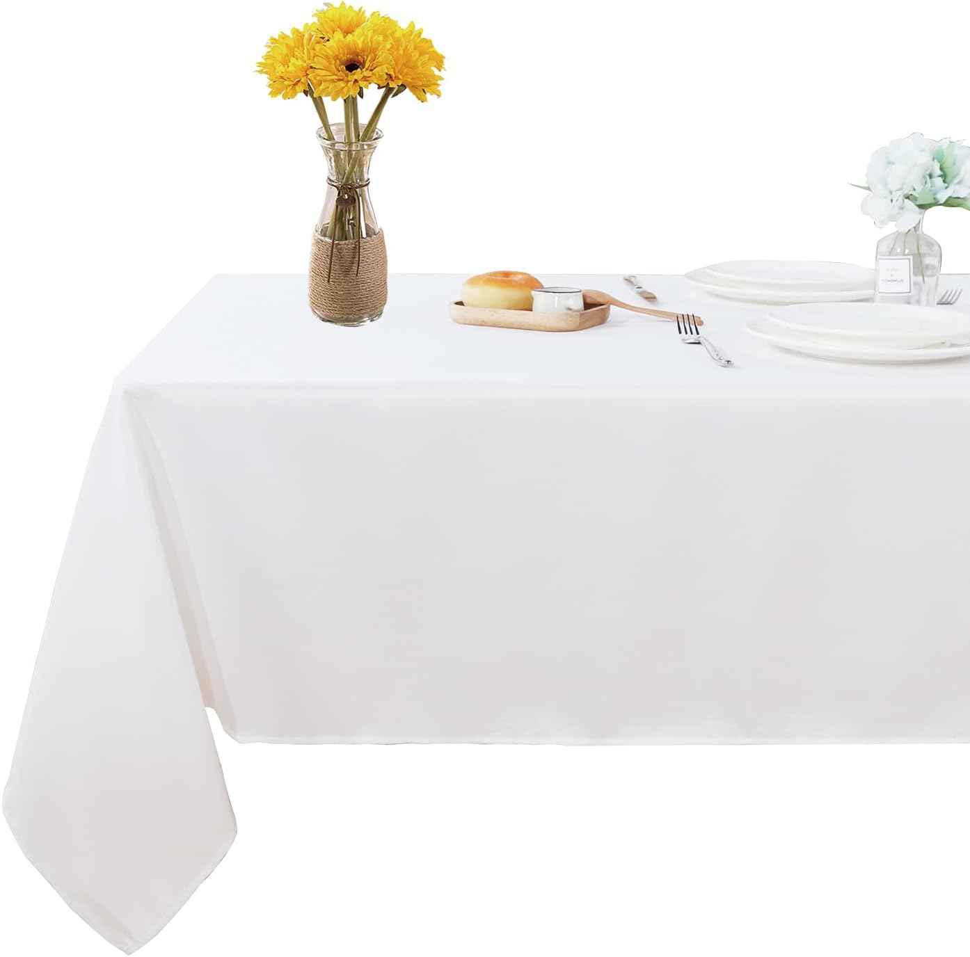 Fitable Square Tablecloth 60x60 inch Tablecloth Stain and Wrinkle Resistant Washable Polyester Table Cloth for Buffet Parties and Camping, White
