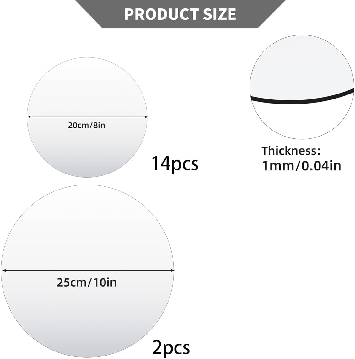 16PCS Acrylic Round Mirrors for Centerpieces Circle Mirror Tiles Candle Plate Set for Table Centerpieces Home Wall Mirror for Wedding Birthday Christmas Table Centerpieces Decorations (8inch +10inch)