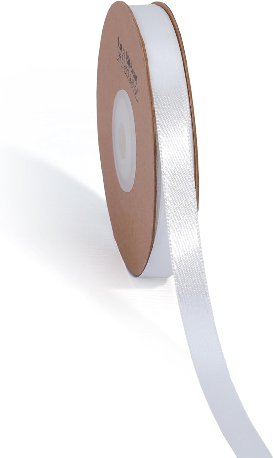 LaRibbons White Ribbon 3/8 Inch 25 Yards Luxury Double Faced White Silk Ribbon for Flower Bouquet Crafts Gift Wrapping Wedding Party Decoration