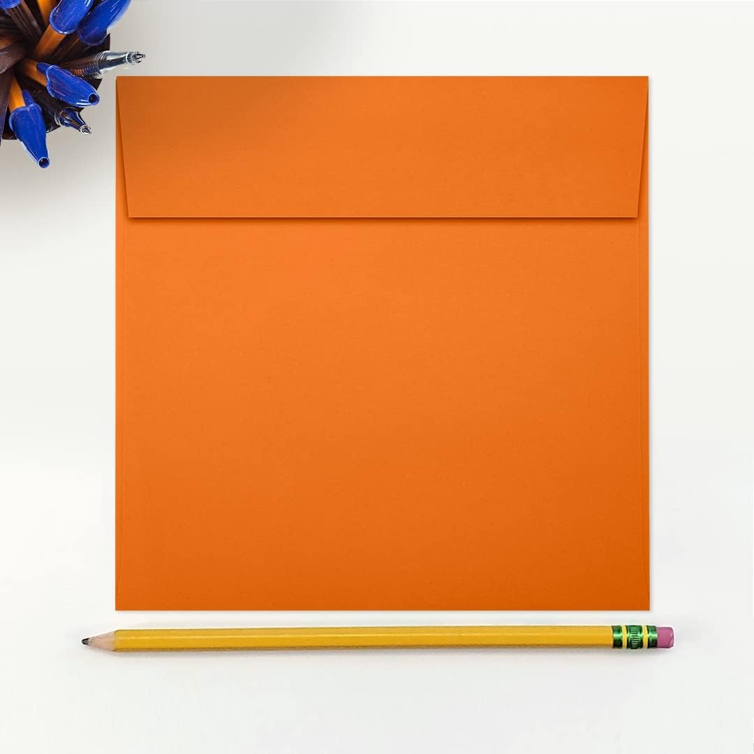 LUXPaper Square Invitation Envelopes | Peel & Press | 6 1/2" x 6 1/2" | Mandarin Orange | 80lb. Text | 50 Qty