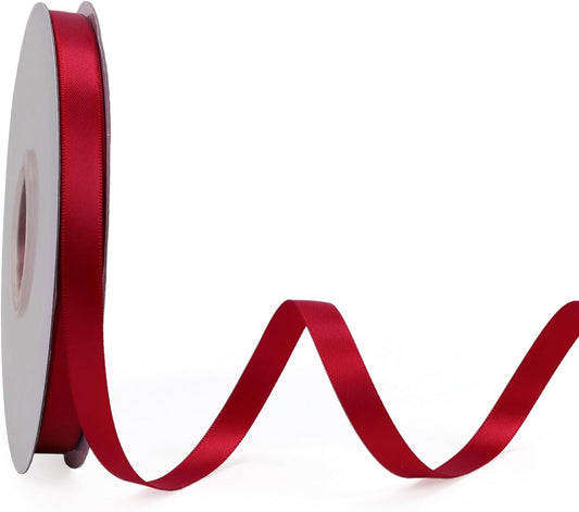 LaRibbons 3/8 Inch 25 Yard Double Faced Satin Ribbon,Red Small Satin Craft Fabric Ribbon for Gift Wrapping Floral Bouquets Wedding Party Decoration