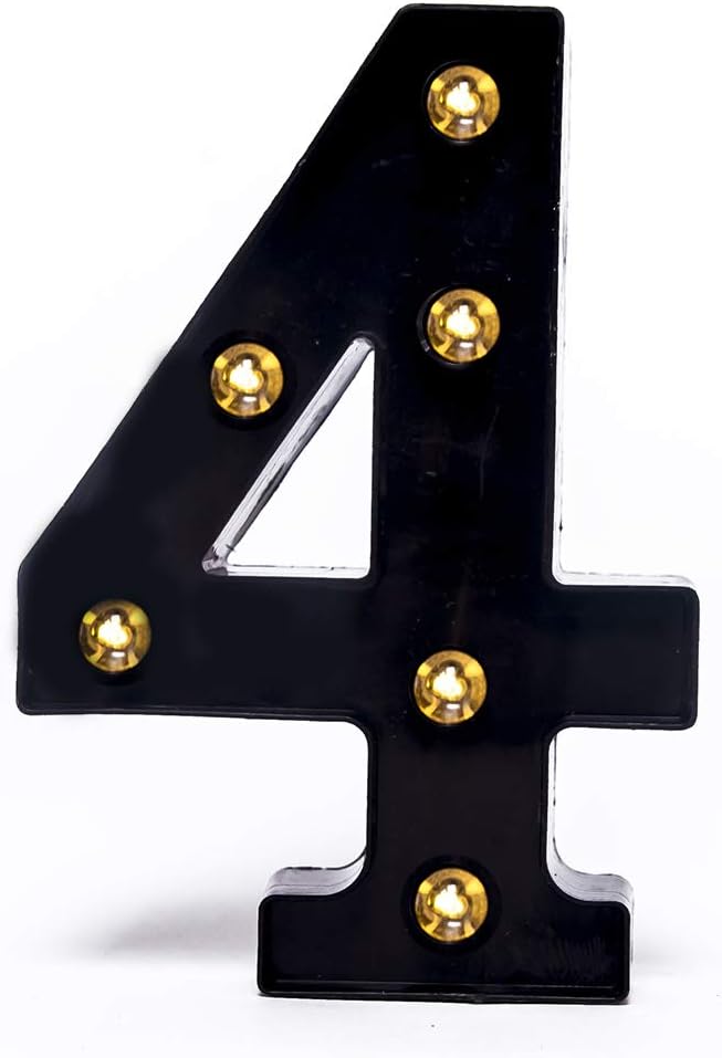 Foaky Black LED Marquee Number Lights Sign Light Up Marquee Number Lights Sign for Night Light Wedding Birthday Party Battery Powered Christmas Lamp Home Bar Decoration