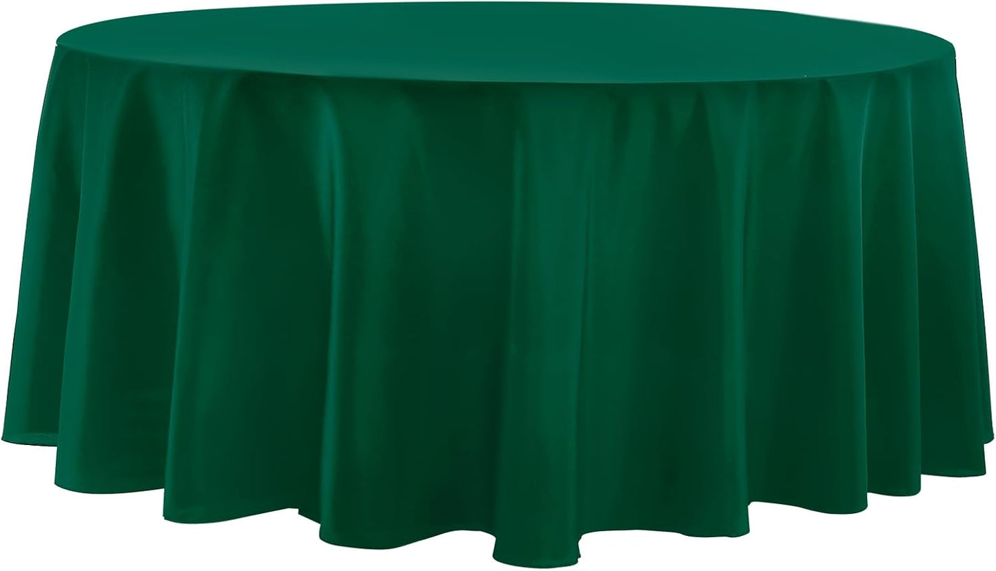 Round Tablecloth 2 Pack 108 Inch Dark Green Tablecloths Washable Decorative Linen Polyester Table Clothes Cover for Dining Table Banquets Buffet Parties and Wedding