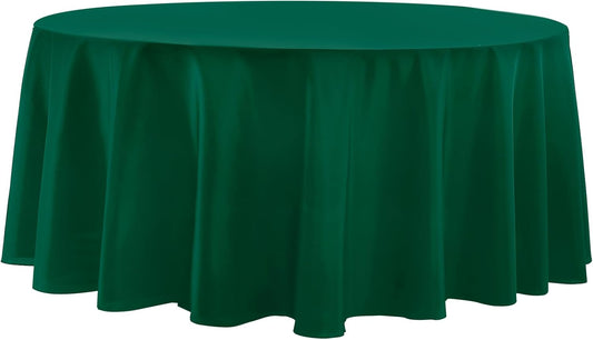 Round Tablecloth 2 Pack 108 Inch Dark Green Tablecloths Washable Decorative Linen Polyester Table Clothes Cover for Dining Table Banquets Buffet Parties and Wedding