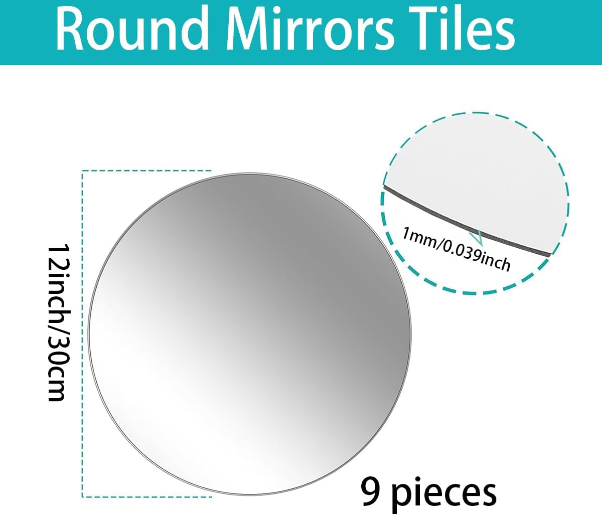9PCS Round Mirrors for Centerpieces, 12 Inch Acrylic Mirrors Candle Plate Circle Mirror Candles Trays Large Wedding Mirror Tiles for Table Centerpieces Birthday Party Decorations, Crafts, Wall Decor