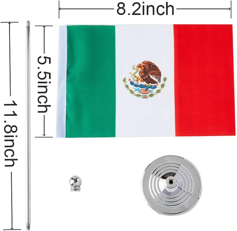 Mexico Flag Mexican Flags, Small Mini Mexican Desk Flag, Used for Table Office Classroom Home Patriotic Events Decorations