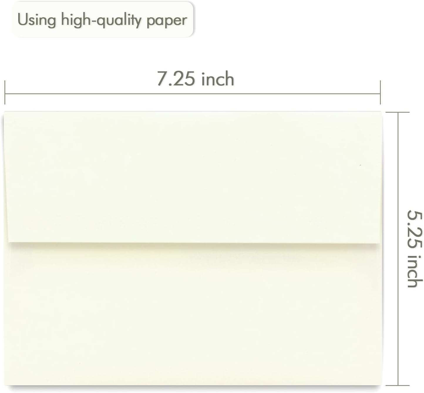 A7 ivory Invitation 5x7 Envelopes - Self Seal, Square Flap,Perfect for 5x7 Cards, Weddings, Birthday, invitations, Graduation, Baby Shower, 5.25 x 7.25 Inches, 100 Pack, ivory