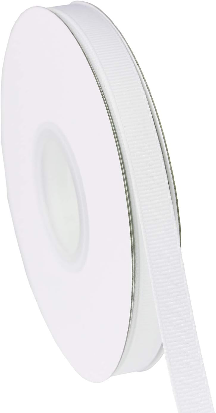 ITIsparkle 3/8" Inch Grosgrain Ribbon 50 Yards-Roll Set for Gift Wrapping Scrap Books Party Favor Hair Braids Baby Shower Decoration Cake Decoration Floral Arrangement Craft Supplies, White Ribbon
