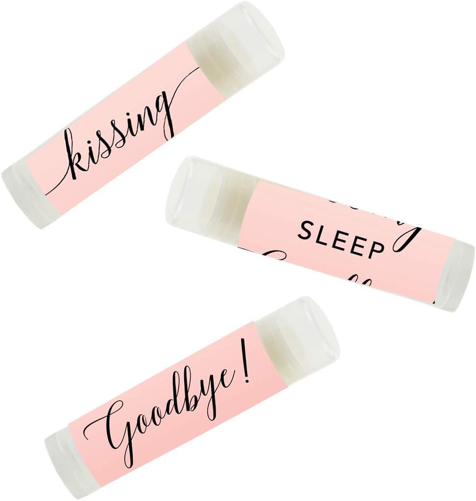 Andaz Press Blush Pink Rose Elegant Party Baby Shower Collection, Lip Balm Chapstick Favors, Kissing Sleep Goodbye!, 12-Pack, Baby Shower Sip and See Party Favors Decor