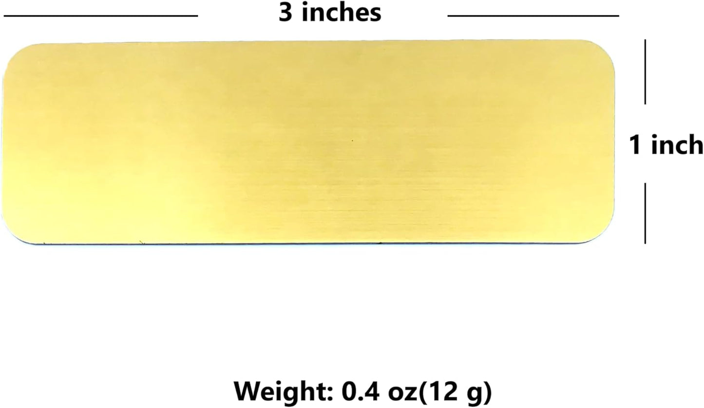 Custom Laser Engraved Name Tag Badges for Business or Employees Position Identification - Personalized text for your name plate or ID tags, 1 x 3 inches, Made in California, USA (Gold, 1 x 3 inches)