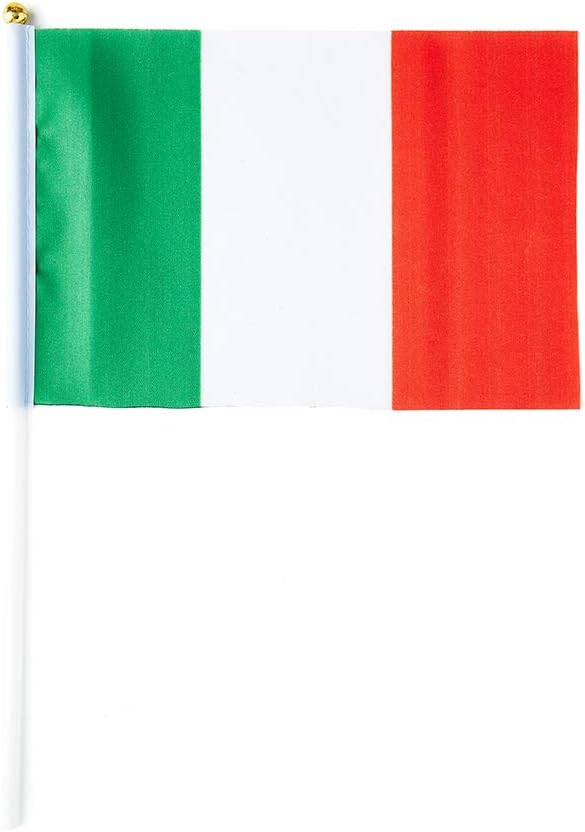 Italy Flag Italian Flag, Small Mini Handheld Italy Flags on Stick, Ideal for Party Parades Sports Events Patriotic Festival Decorations