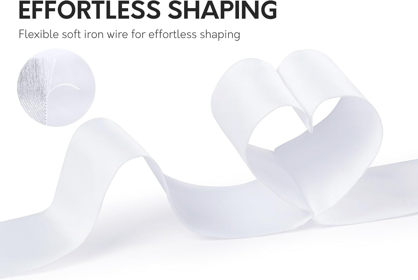 White Satin Ribbon Double-Faced Wired Ribbons for Gift Wrapping Flower Bouquet Bows Wedding Invitation Christmas Decor Crafts 2-1/2 Inch 10 Yards