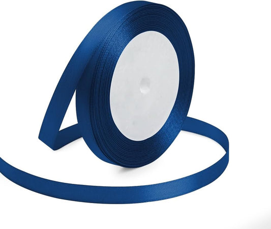 KMER LIFE 3/8 Inches x 25 Yards Navy Blue Satin Ribbon Solid Fabric Ribbons for Crafts, Wedding Decor, DIY Hair Accessories, Sewing, Gift Package Wrapping, Valentine's Day Bouquet and More
