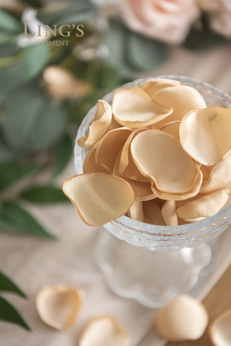 Ling's Moment Rose Petals, Silk Flower Petals for Wedding/Aisle/Flower Girl Baskets/Table Centerpiece Décor,etc.Champagne Rose Gold 200pcs