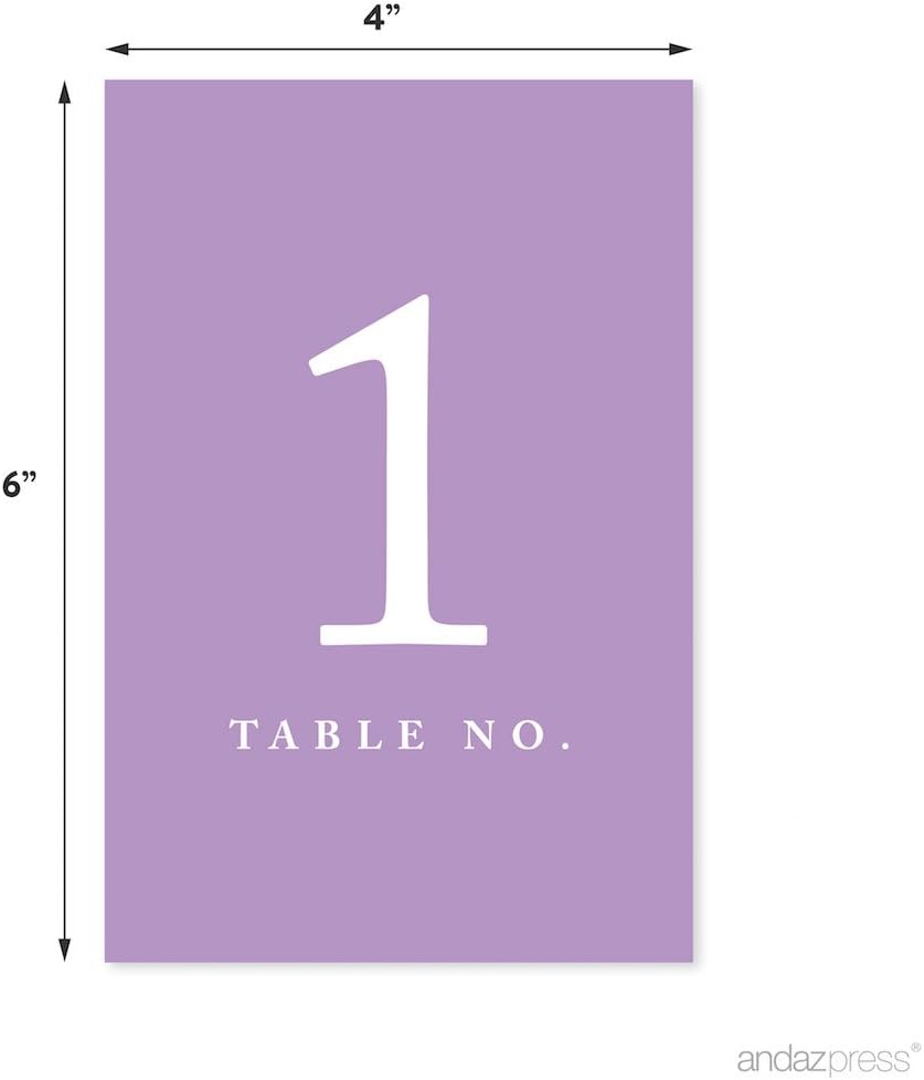 Andaz Press Table Numbers 1-20 on Perforated Paper, Lavender, 4x6-inch Single Sided Sign, 1-Set, For Weddings, Graduation