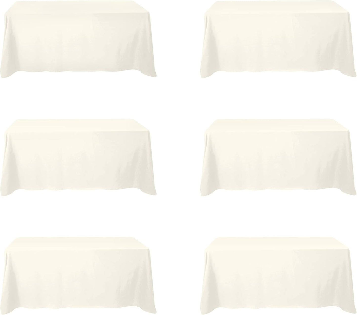 BRILLMAX 6 Pack Ivory Tablecloths for 6 Foot Rectangle Tables 90 x 132 Inch - 6ft Rectangular Bulk Linen Polyester Fabric Washable Cloth Cover for Wedding Reception Banquet Birthday Party