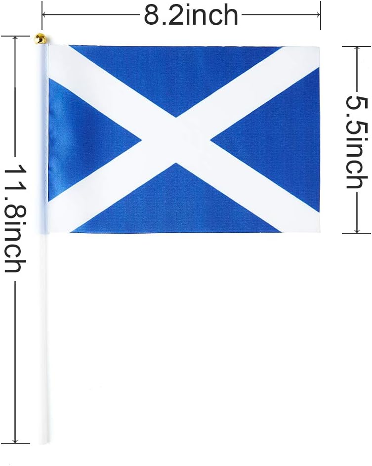 Scotland Flag Scottish Flag, Small Mini Handheld Scotland Flags on Stick, Ideal for Party Parades Sports Events Patriotic Festival Decorations
