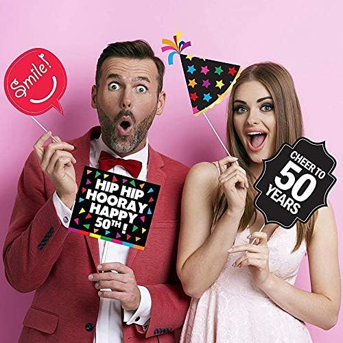 50th Birthday Photo Booth Party Props - 40 Pieces - Funny 50th Birthday Party Supplies, Decorations and Favors