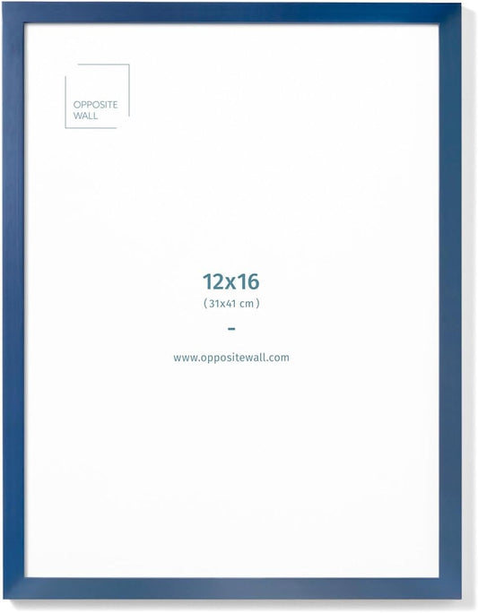 Opposite Wall - 12x16 in - Real Wood Blue Picture Frame - Lightweight, Versatile & Shatterproof - Wall Hanging Poster or Photo Frame - Wall Decor for Office, Gallery & Home