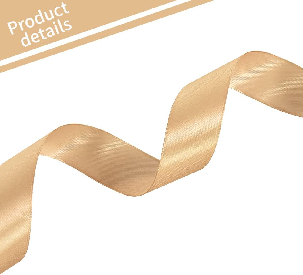 TONIFUL 1 Inch x 100yds Gold Satin Ribbon, Thin Solid Color Satin Ribbon for Gift Wrapping, Crafts, Hair Bows Making, Wedding Party Decoration, Invitation Cards, Floral Bouquets, Christmas