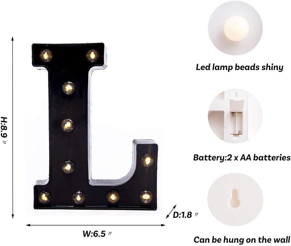 Foaky Black LED Marquee Number Lights Sign Light Up Marquee Number Lights Sign for Night Light Wedding Birthday Party Battery Powered Christmas Lamp Home Bar Decoration