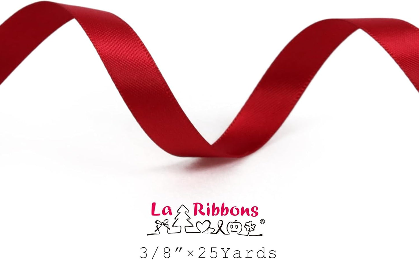 LaRibbons 3/8 Inch 25 Yard Double Faced Satin Ribbon,Red Small Satin Craft Fabric Ribbon for Gift Wrapping Floral Bouquets Wedding Party Decoration