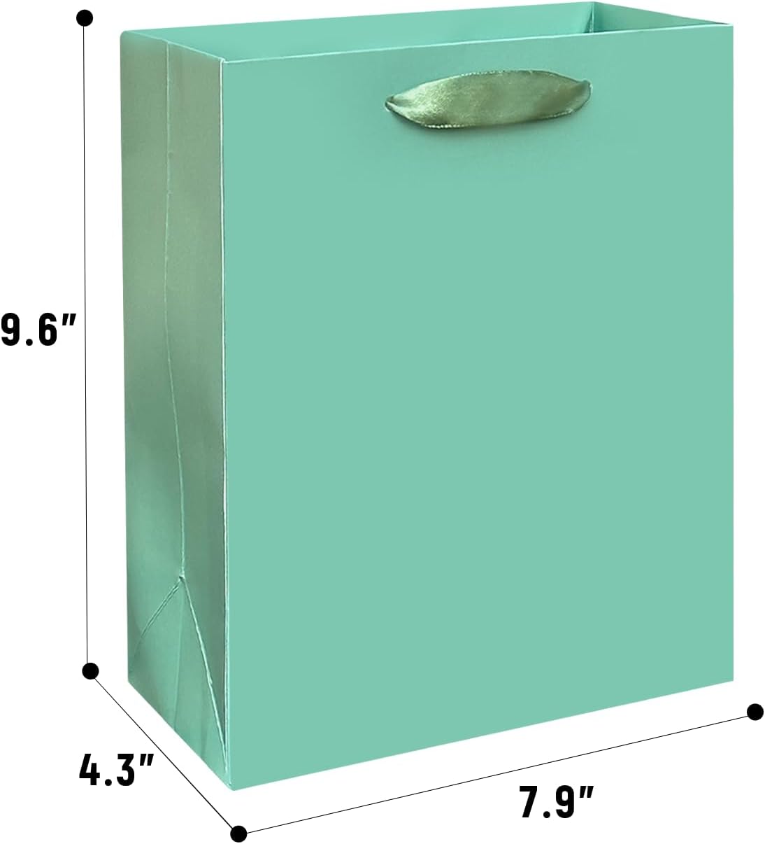 Gcardist Lake Green Gift Bags with Tissue Paper for Wedding, Birthday, Party Supplies-7.9"x4.3"x9.6" Medium Size Cardboard Gift Bags（16pcs Bags +32pcs Tissue Paper ）